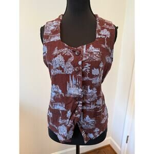 Rich & Famous Fitted Vest in Chocolate Toile de Jouey Pattern